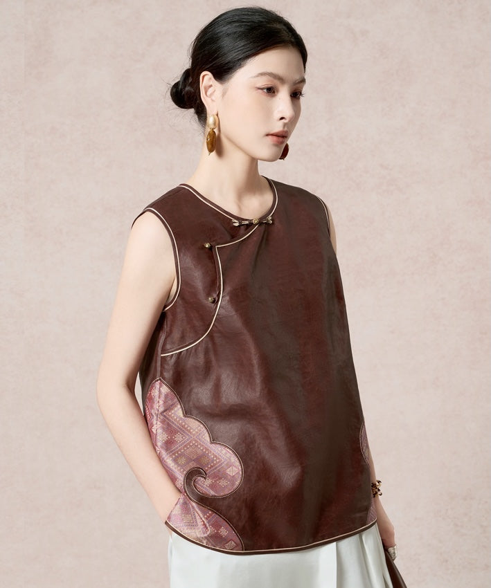 Cinnamon Arc Silk Cheongsam Top