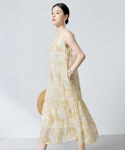 Golden Willow Linen Silk Dress