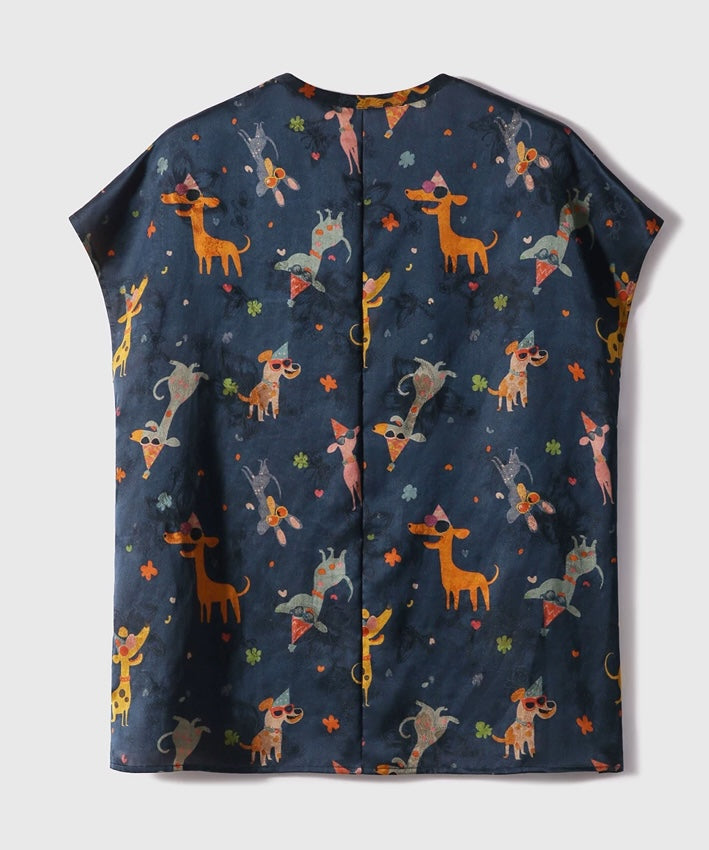 Midnight Menagerie Modernes Orientalisches Seidenoberteil