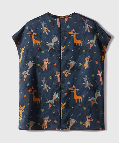 Midnight Menagerie Modernes Orientalisches Seidenoberteil