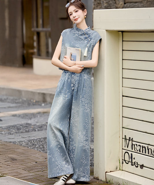 Aerin Denim Cheongsam Set
