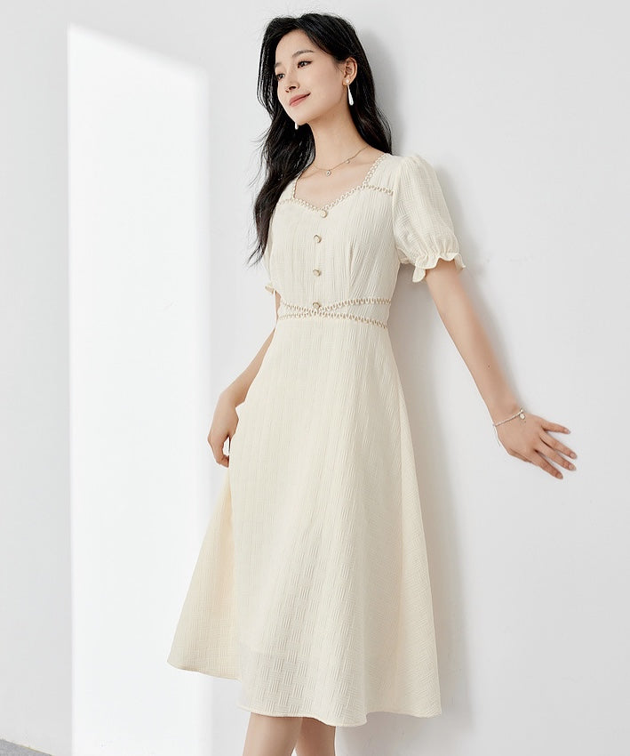 Vanilla Textured Midi Dress