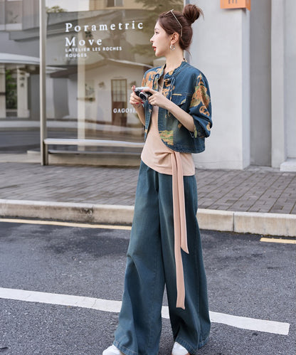 Ensemble haut qipao Noir Belle et robe à bretelles