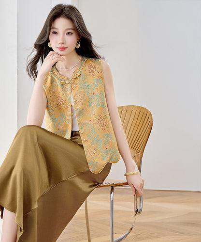 Ensemble gilet et jupe cheongsam Aurelia Gold