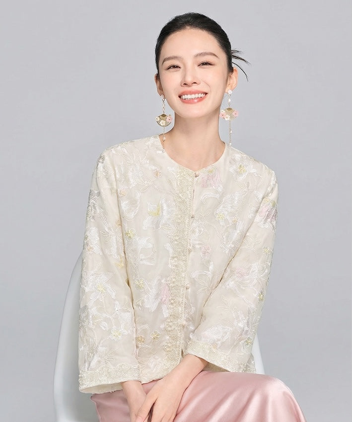 Golden Bloom Lace Cheongsam Jacket