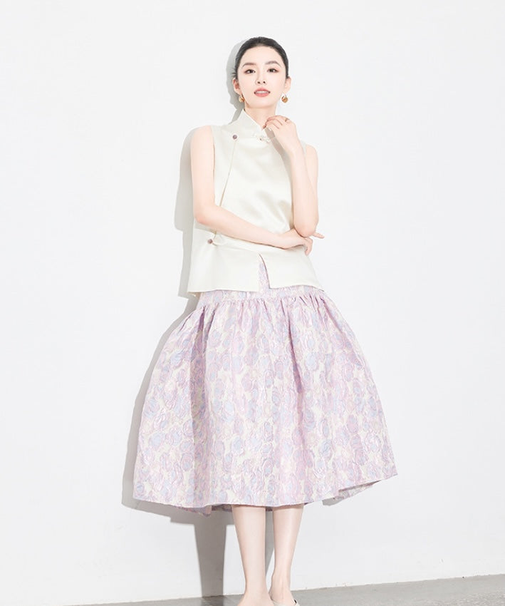 Zi He Tang's Jacquard Oriental Top + Skirt Set