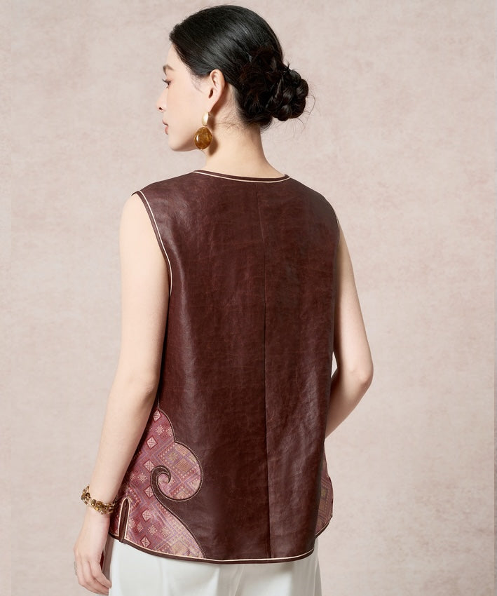 Cinnamon Arc Silk Cheongsam Top