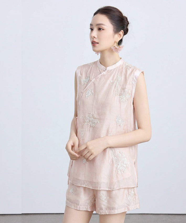 Elise Blush Cheongsam Top Bottom Set