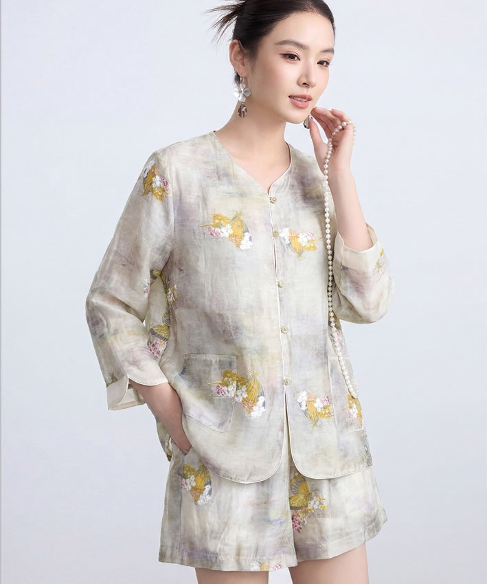 Brielle Cheongsam Top and Shorts Set