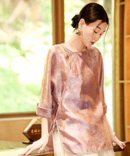 Rose Dusk Silk Cheongsam Top