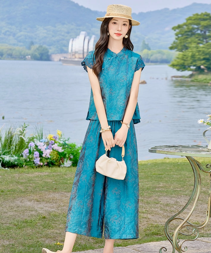 Cyrene Azure Cheongsam Set