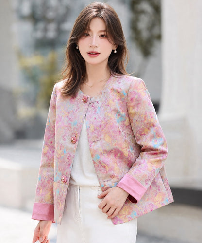 Cheongsam-Jacke aus Jacquard mit vergoldetem Landschaftsmotiv