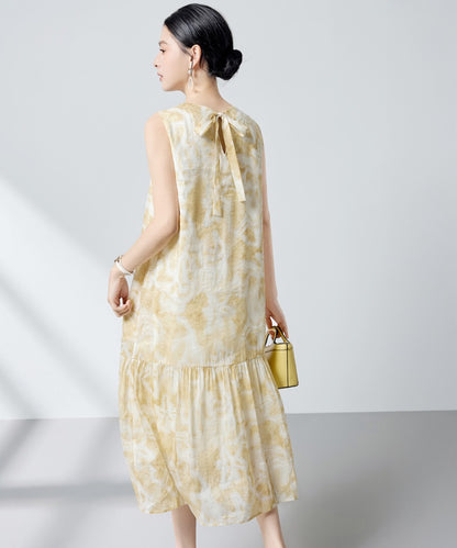 Golden Willow Linen Silk Dress
