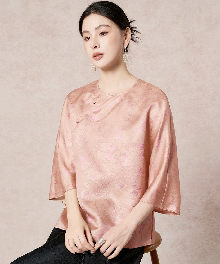 Peach Lustre Silk Cheongsam Top