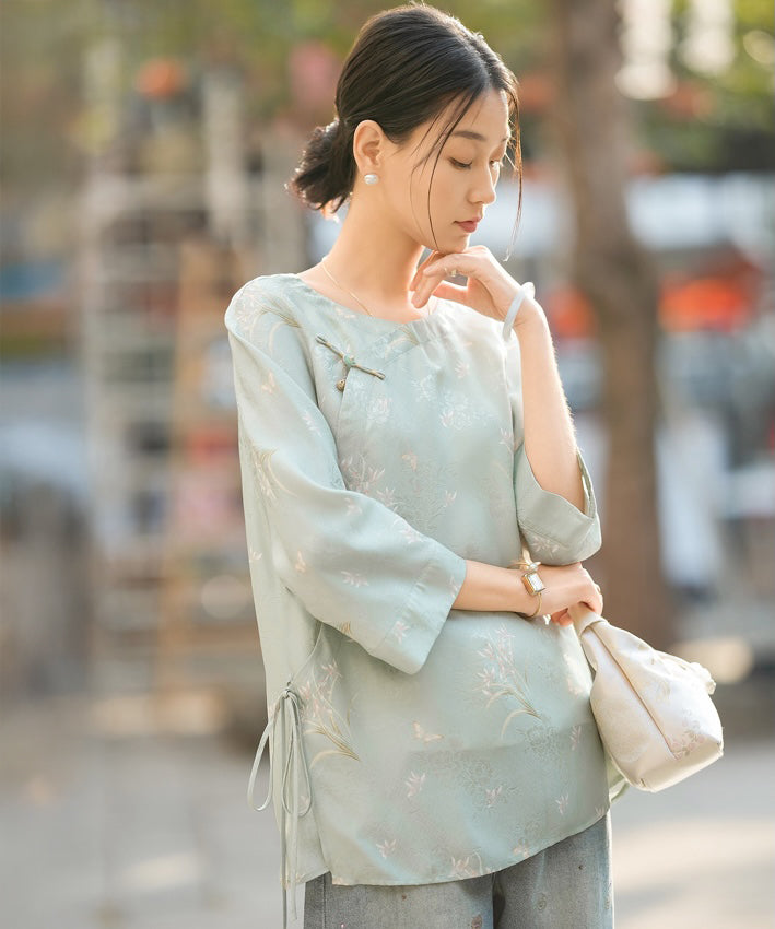 Willow Mist Cheongsam Silk Top