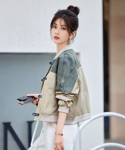 Denim Contrast Cheongsam Jacket
