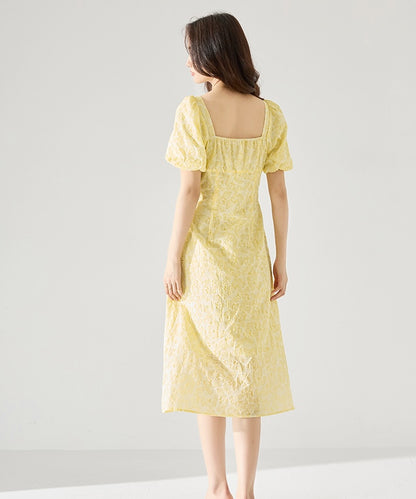 Juliet Yellow Elegant Tea Dress