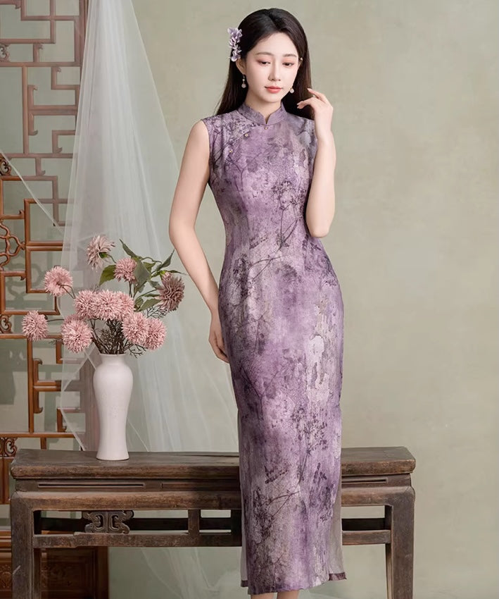 Nora Purple Maxi Cheongsam
