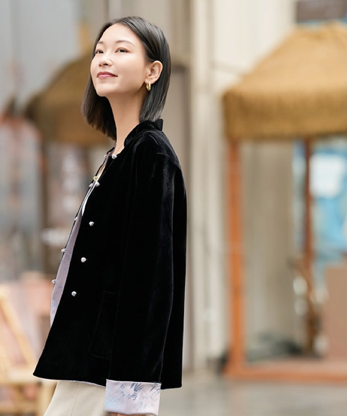 Lilac Velvet Reversible Cheongsam Jacket