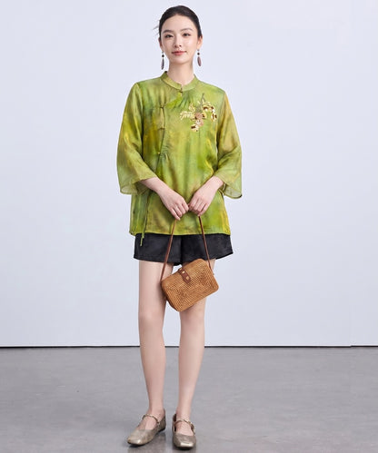 Olive Serenade Cheongsam Top & Shorts Set