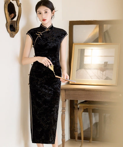 XiaXin Black  Velvet Cheongsam