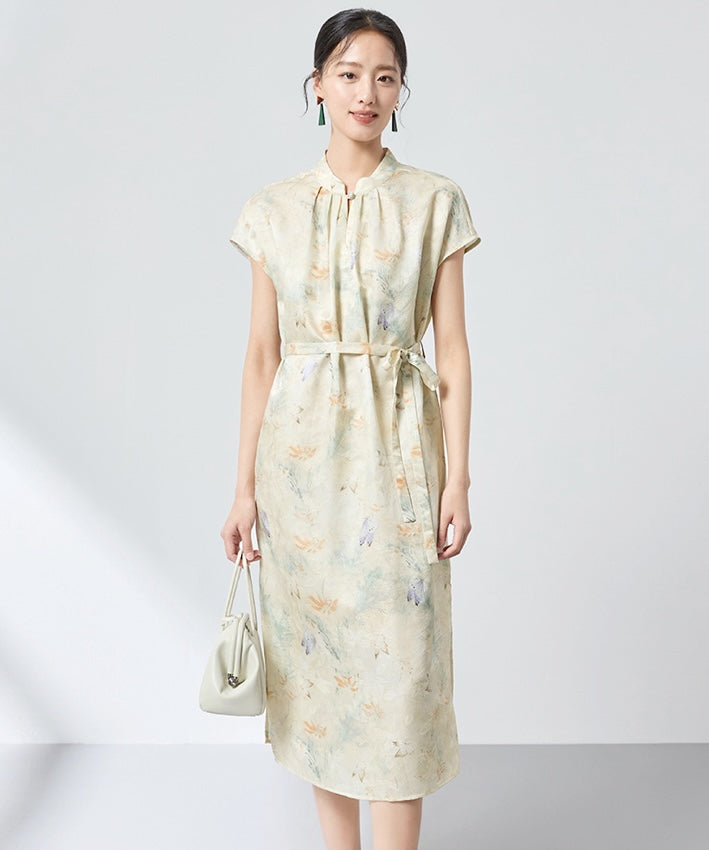 Robe Cheongsam en mélange de soie Lady Willow