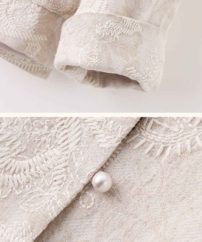 Cream Garden Textured Oriental Cardigan Jacket