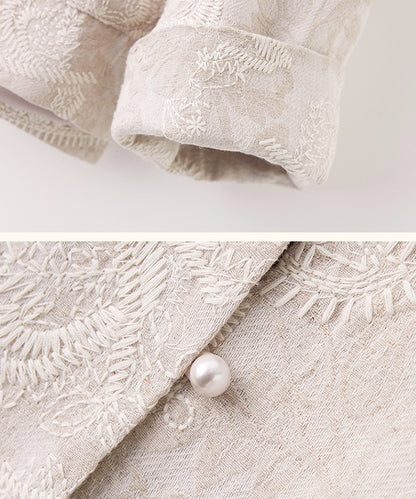 Cream Garden Textured Oriental Cardigan Jacket