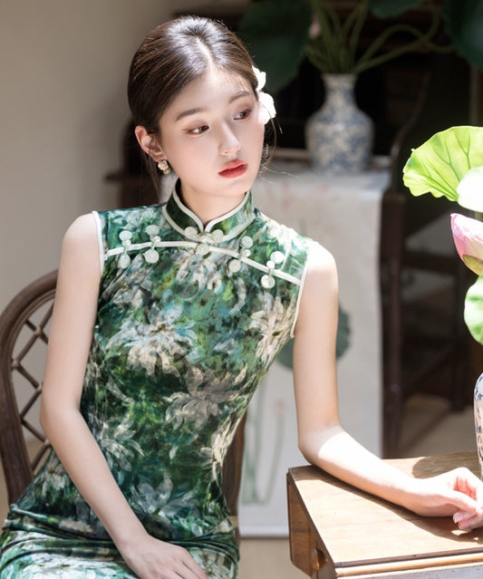 Emerald Lotus Cheongsam