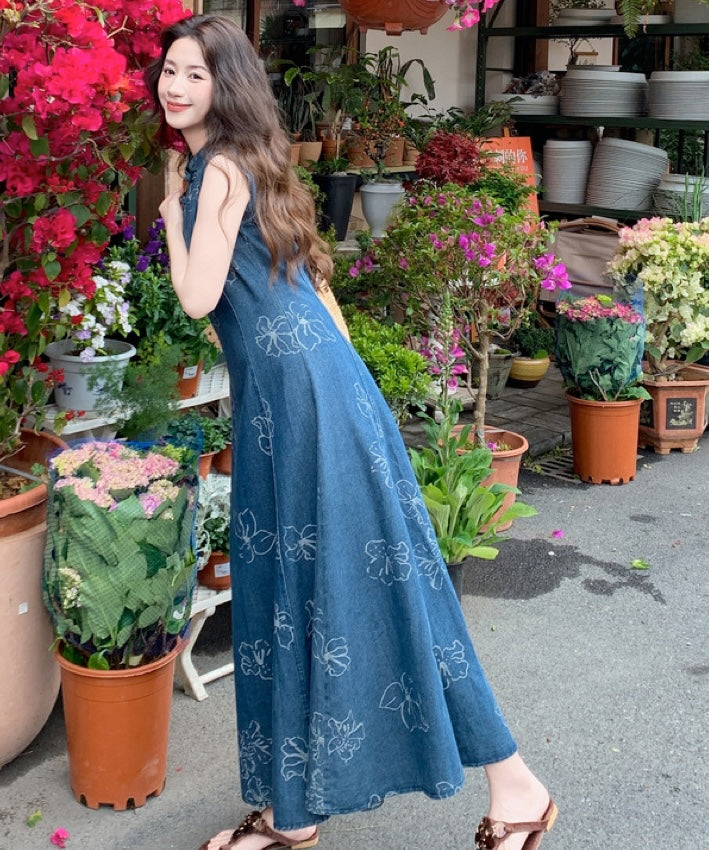 Mila Denim Cheongsam Dress