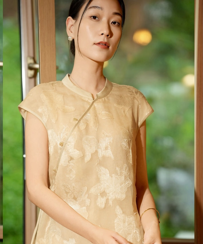 Champagne Bloom Cheongsam Dress