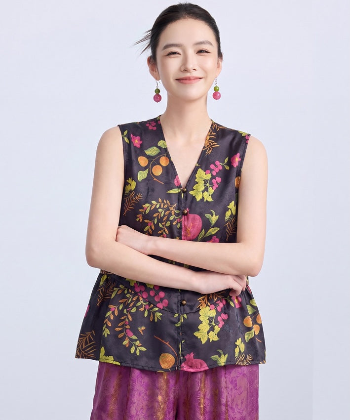 Midnight Orchard Modern Oriental Top