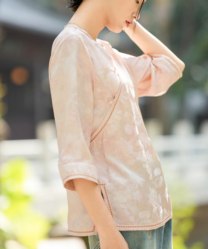 Peach Silk Cheongsam Top