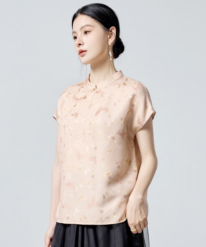 Butterfly Veil Silk Cheongsam Top