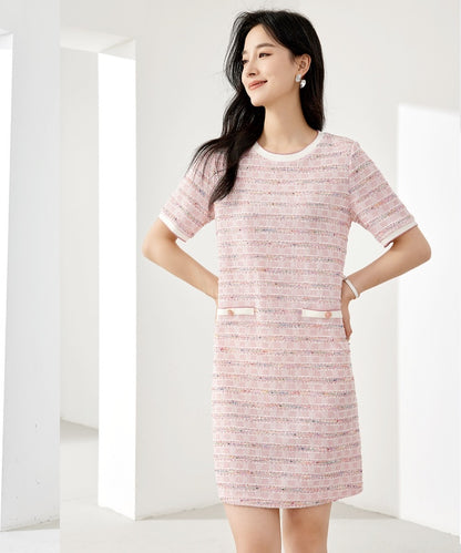 Clara Pink Tweed Shift Dress