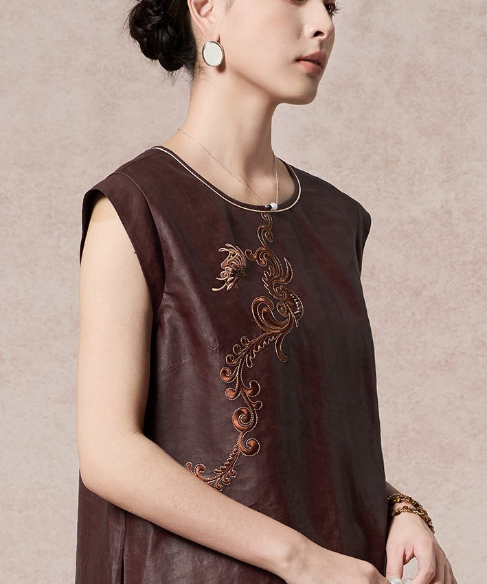 Mahogany Whisper Silk Dress