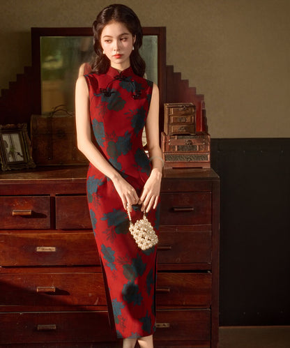 Olivgrüne Cheongsam mit Neckholder
