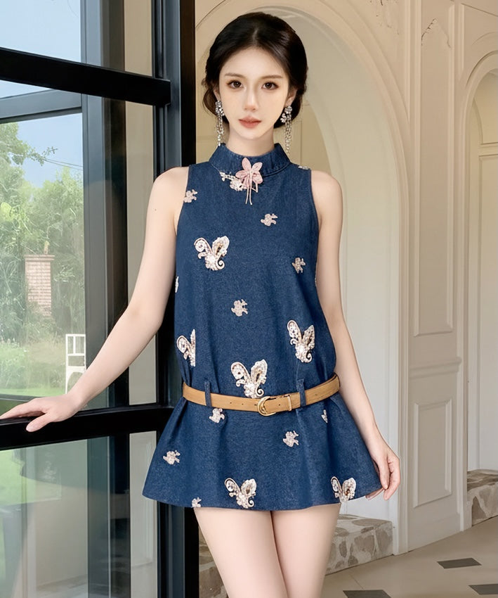 Mila Indigo Denim Cheongsam Set
