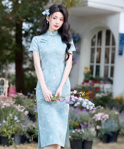 Kele Light Blue Floral Cheongsam