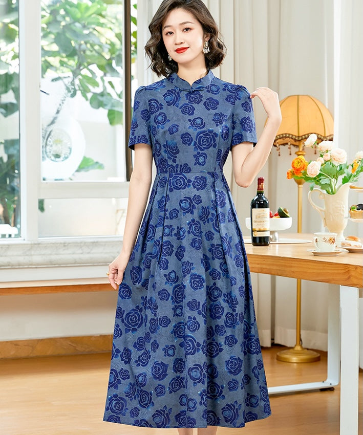 Indigo Blossom Cheongsam