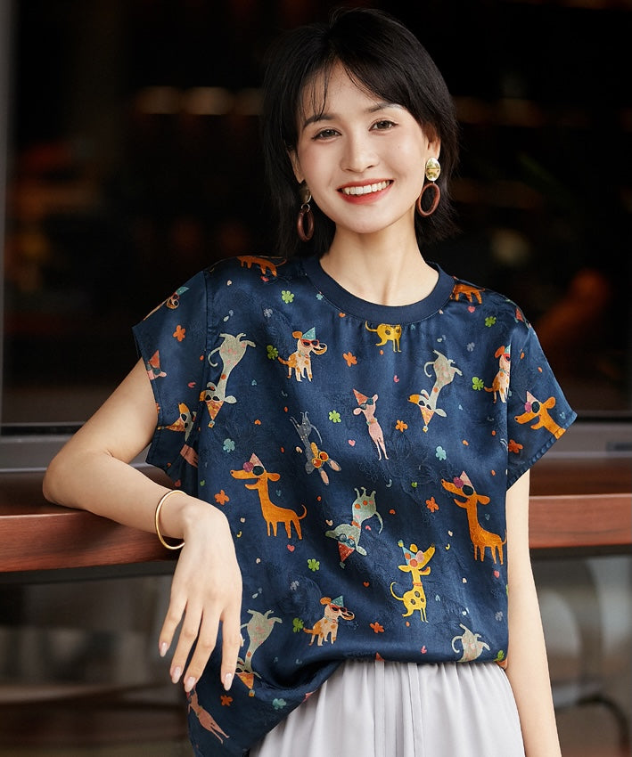 Midnight Menagerie Modern Oriental Silk Top