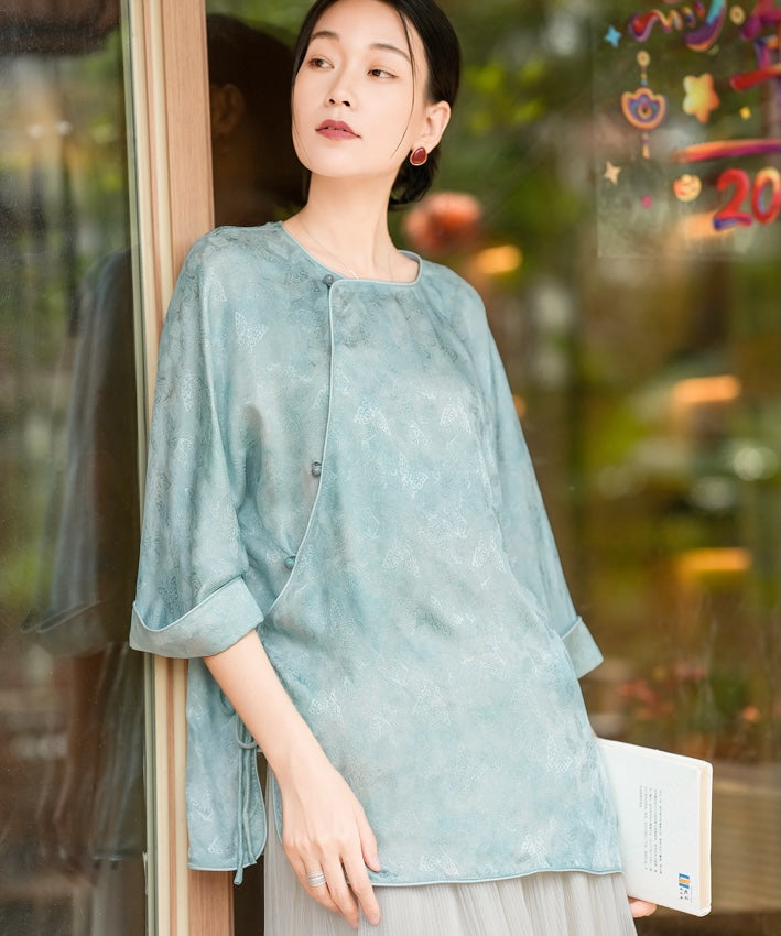 Soft Verdure Silk Cheongsam Top