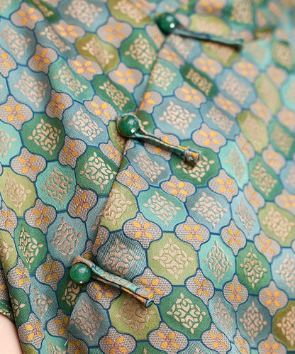Maelys Jade Mosaic Silk Cheongsam Set
