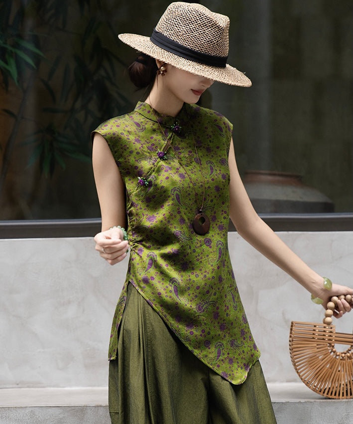 Jade Amethyst Silk Oriental Top