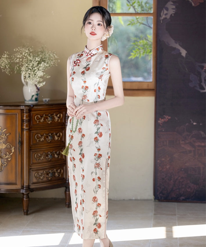 Ivory Rose Vine Cheongsam