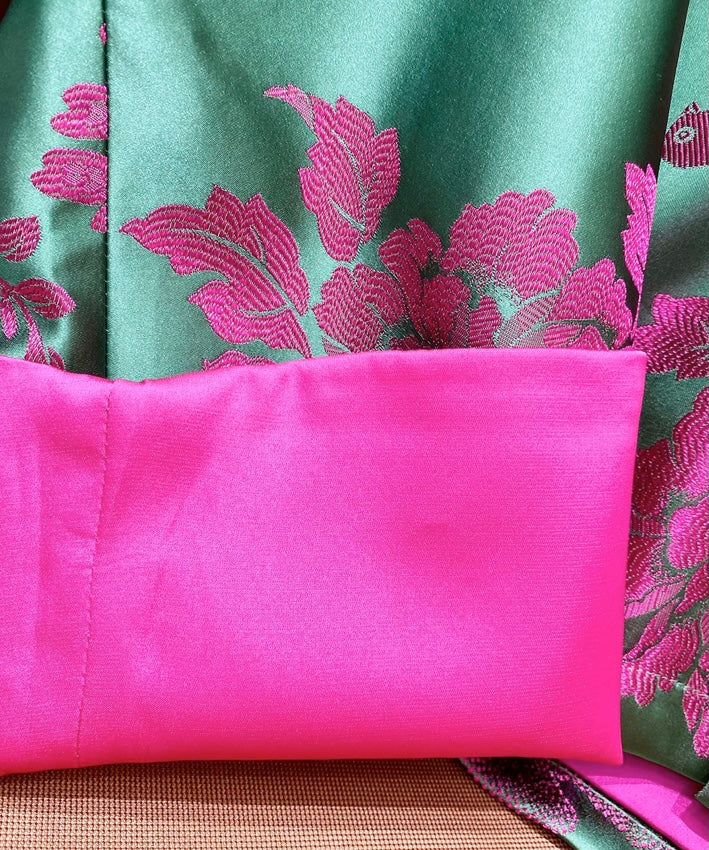 Emerald Pink Green Jacquard Cheongsam Jacket