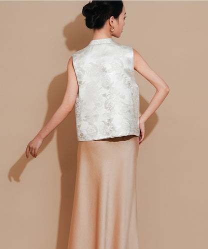 Ivory Cloud Jacquard Cheongsam Vest