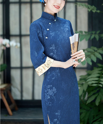 Orchid Bloom Blue Cheongsam