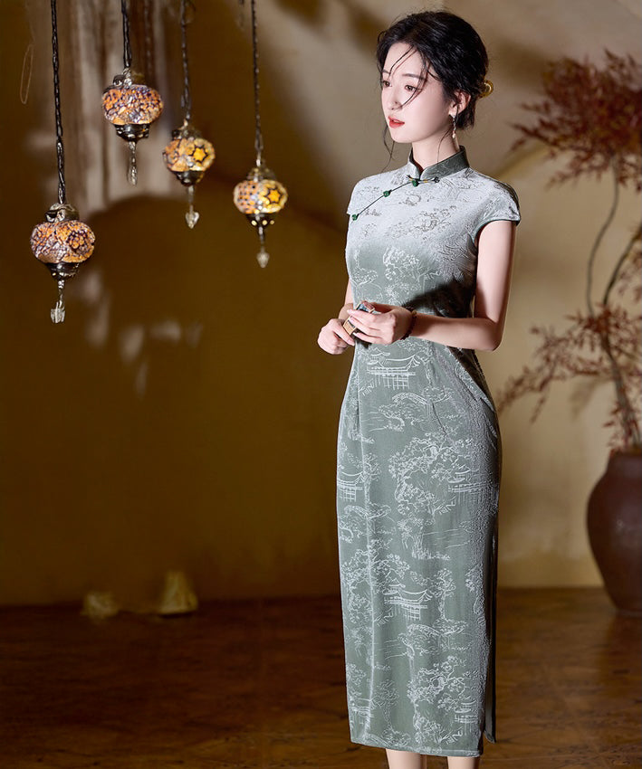 Velvety Emerald Cheongsam
