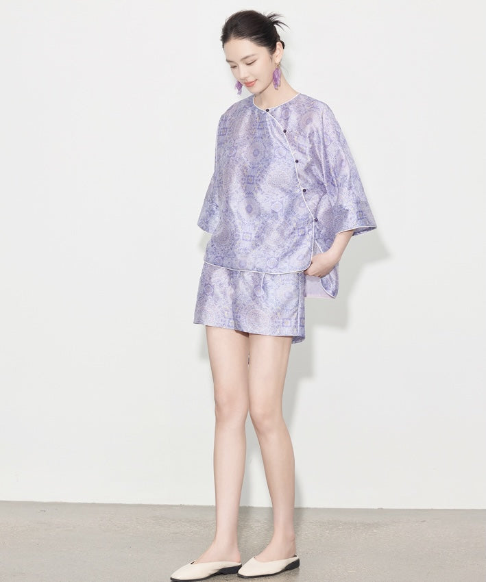 Zhi May Oriental Top + Shorts Set
